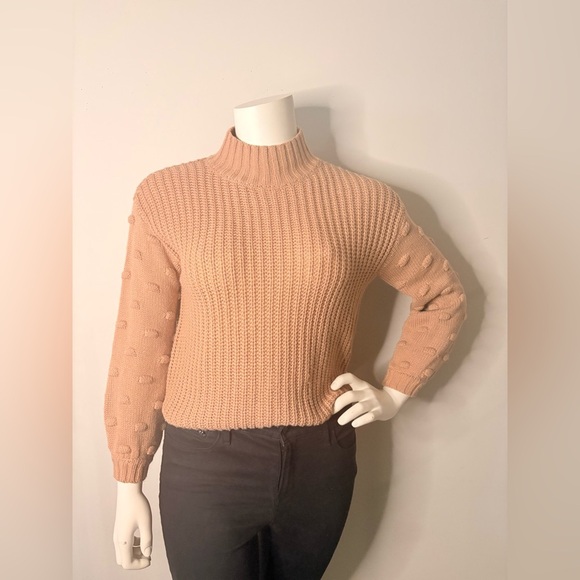 Jessica Simpson Tan Cowl Neck Sweater with Ribbed Knit - Picture 1 of 7